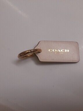 Coach Cream Leather Tag with Gold Logo Bag Charm